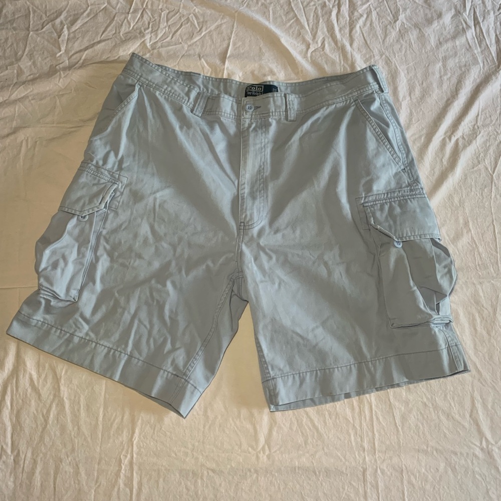 Vintage 90s Ralph Lauren Faded Cargo Shorts Blue EUC‎